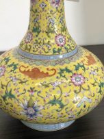 A Chinese yellow ground bottle vase, late Republic period