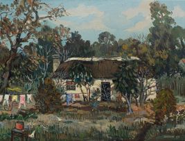 Gregoire Boonzaier; Cottage with Garden and Washing Line