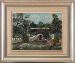 Gregoire Boonzaier; Cottage with Garden and Washing Line