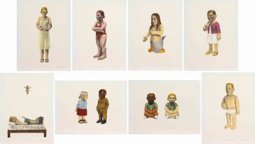 Claudette Schreuders; Eight Lithographs (Burnt by the Sun, Owner of Two Swimsuits, The Lost Girl, Mingle, Sunstroke, Conversation, Twins, Melancholy Boy)