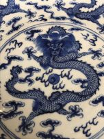 A Chinese blue and white dish, Qing Dynasty, 19th century