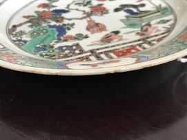 A pair of Chinese famille-verte plates, Qing Dynasty, 18th century