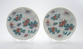 A pair of Chinese famille-verte dishes