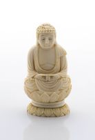 A Japanese ivory okimono of Buddha, Meiji period, 1868-1912