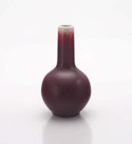 A Chinese miniature red-glazed 'bamboo-neck' vase, 20th century