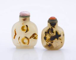 A Chinese 'shadow' agate snuff bottle, Qing Dynasty, 19th century