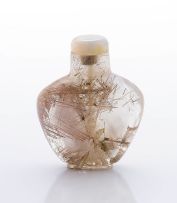 A Chinese 'hair crystal' snuff bottle, Qing Dynasty, late 19th century