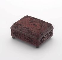 A Chinese red lacquer box, Qing Dynasty, late 19th century