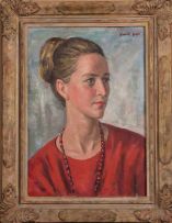 Alfred Neville Lewis; Portrait of a Woman in Red