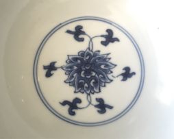 A fine Chinese blue and white 'Lotus' bowl, Kangxi six-character mark and period, 1662-1722