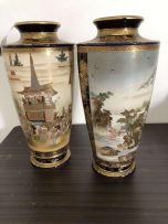 A pair of large Japanese Satsuma vases, Meiji period, 1868-1912