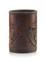A Chinese carved bamboo brushpot, Bitong, 19th century