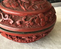 A Chinese cinnabar lacquer box and cover, Qing Dynasty, 19th century
