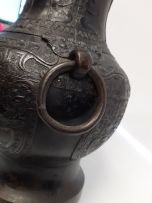 A Chinese cast bronze ritual vessel, Hu, Ming Dynasty