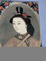 A Chinese reverse painting of a courtier, Qing Dynasty, 19th/20th century