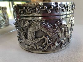A Chinese Export silver box and cover, Wang Hing, 1854-1941