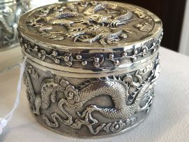 A Chinese Export silver box and cover, Wang Hing, 1854-1941