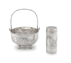 A Chinese Export silver pounce pot, Wang Hing, 1854-1941