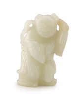 A Chinese celadon jade figure of a small boy, Qing Dynasty, 19th century