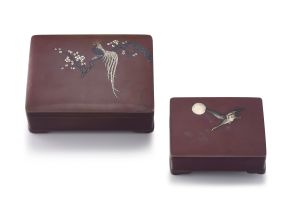 A Japanese red lacquer and silver inlaid box, Nogawa Company, Meiji period, 1868-1912