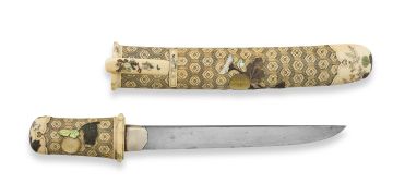 A Japanese Shibayama style ivory-mounted tanto, Meiji period, 1868-1912