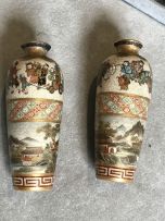 A pair of Japanese Satsuma miniature vases by Meizan, Meiji period, 1868-1912