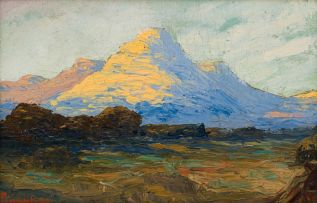 Jacob Hendrik Pierneef; Landscape with Sun-lit Mountains