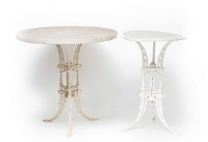 A pair of Victorian painted cast-iron garden tables