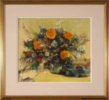 Jan Dingemans; Still Life with Vase of Flowers and Fruit