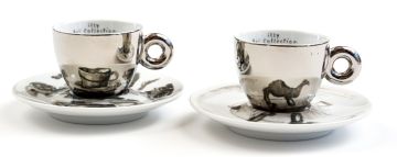 William Kentridge; A Set of 6 Demi-tasse Cups and Saucers
