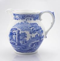 A large 'Italian Spode' transfer-printed blue and white water jug, 19th/20th century