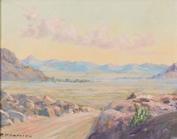 George Paul Canitz; Desert Road with Distant Mountains