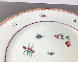 Three Chinese famille-rose plates, Qianlong period, 1735-1796