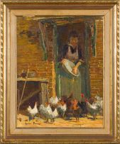 Adriaan Boshoff; Woman Feeding Chickens