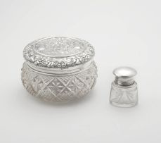 A large Edward VII silver-mounted and cut-glass powder bowl, maker's mark indistinct, possibly *NRH, Chester, 1905