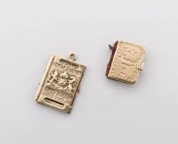 9ct gold miniature novelty book cover, maker’s initials ES & Co