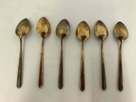 A cased set of six Danish silver-gilt and enamel coffee spoons, H.G. & S, 20th century, .925 sterling