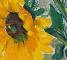 Maggie Laubser; Sunflowers in Blue Vase