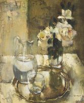 Irmin Henkel; Still Life with Water Jug and Roses