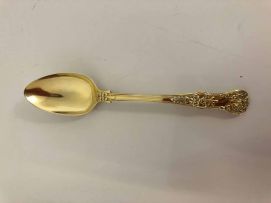 A George IV silver-gilt 'King's' pattern knife, spoon and fork, Alexander Hewat, London & Sheffield, 1828