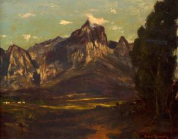 Edward Roworth; Landscape with Shepherd and Flock