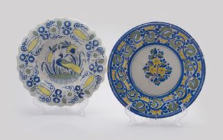 A polychrome faience dish, possibly German, 18th century