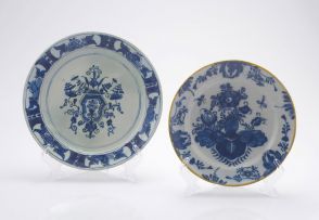 A Delft blue and white dish, 18th century