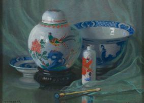Willem Hermanus Coetzer; Still Life with Chinese Jars
