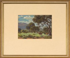 Erich Mayer; Landscape with Trees and Cattle