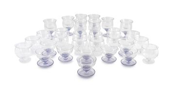 A set of eight purple glass dessert bowls, 20th century