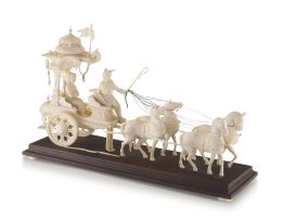 An Indian ivory carving of a Kurukshetra chariot, 19th/20th century