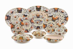 An Old Hall Earthenware Co, Ltd, 'Indian Stone China OHEC' pattern part dinner service, 1861-1886