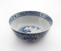 A Chinese blue and white bowl, Qing Dynasty, 19th century