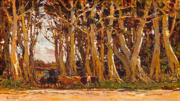Adriaan Boshoff; Landscape with Trees and Cattle (All is Well)